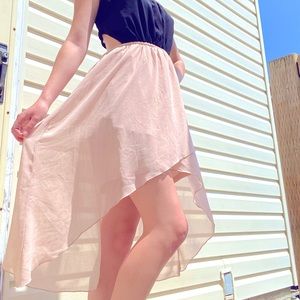 Strapless & open back, high- low dress